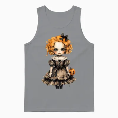 Poupée Rousse Hantée Ginger Doll Halloween Effrayante Gothique Poupée Unisex Tank Top - Sport Grey