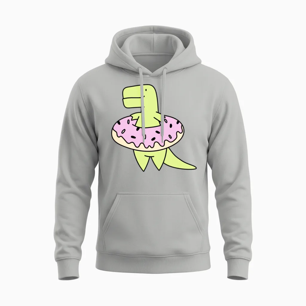 Funny Pizza Dinosaurus Unisex Hoodie in Ash