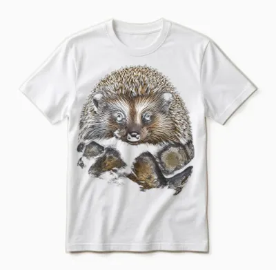 Hedgehog Animal Graphic Art Hedgehog T-Shirt, Black Unisex T-Shirt - White