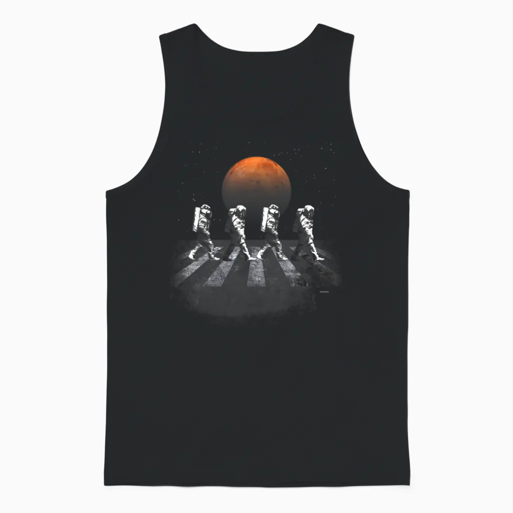 Astronauts in Walking in Space Occupy Mars Unisex Tank Top in Black