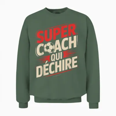 Super Coach Men's Football Funny Gift Idea T-Shirt, Black, S Unisex Sweatshirt - Military Green