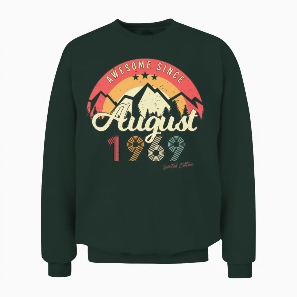 1969 August Retro Unisex Sweatshirt - Forest