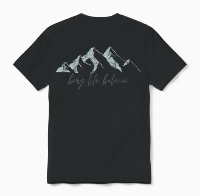 Berg Life Balance Retro Mountain Hiking Outdoor Hiking T-Shirt, Black Unisex T-Shirt - Black