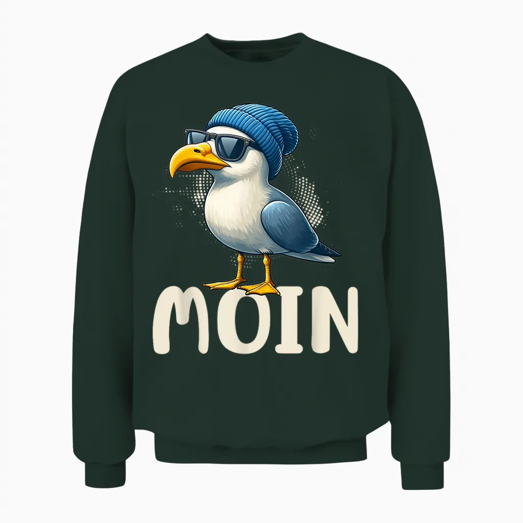 T-Shirt Moin Seagulls North Germany Greetings Baltic Sea North Sea Moin Greetings Unisex Sweatshirt in Forest