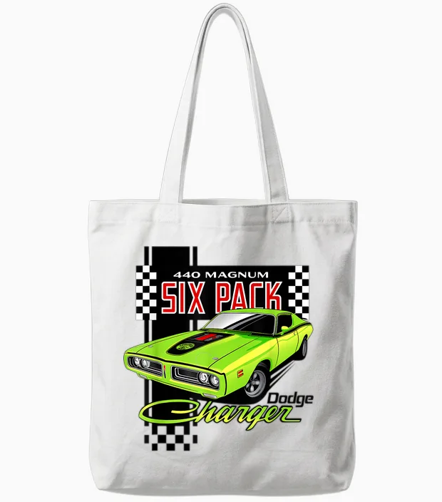Dodge Charger 440 Magnum Sixpack Tote Bags in White