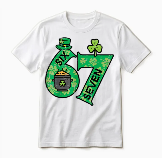 Six Seven 6 7 St Patricks Day 67 Paddys Meme Boys Unisex T-Shirt in White