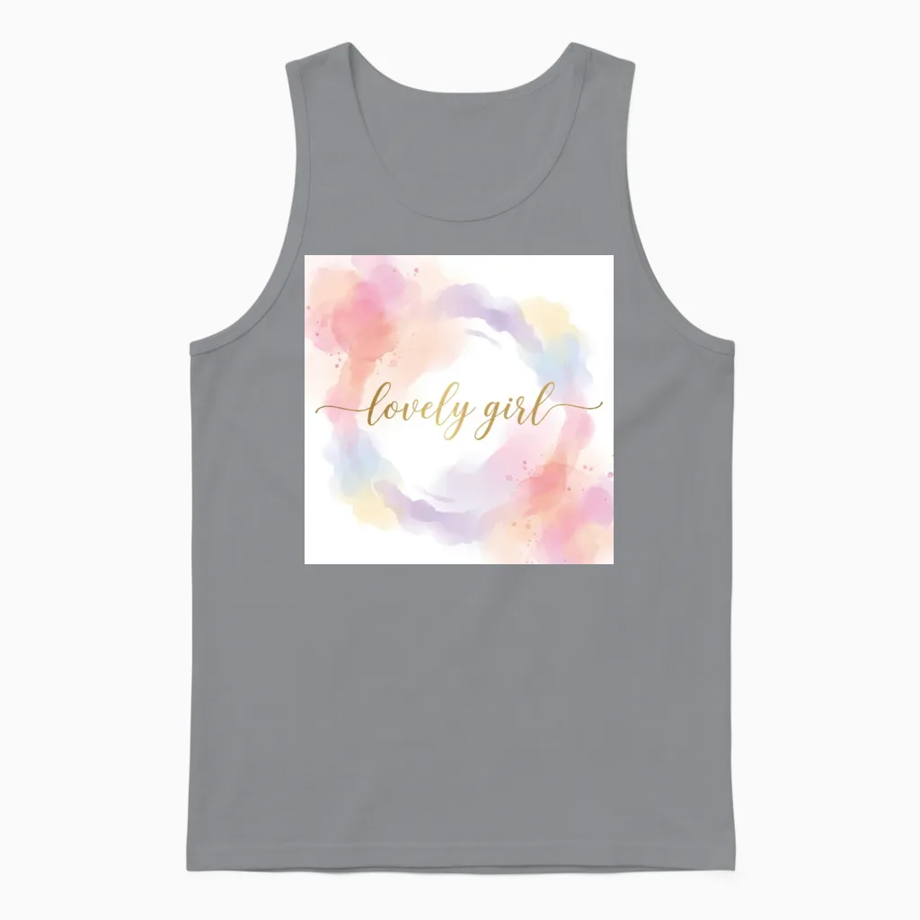 Lovely Girl White Background Unisex Tank Top in Sport Grey