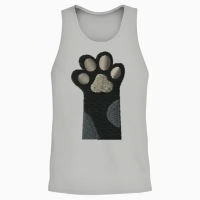 Cat Toes Embroidered Unisex Tank Top - Ash
