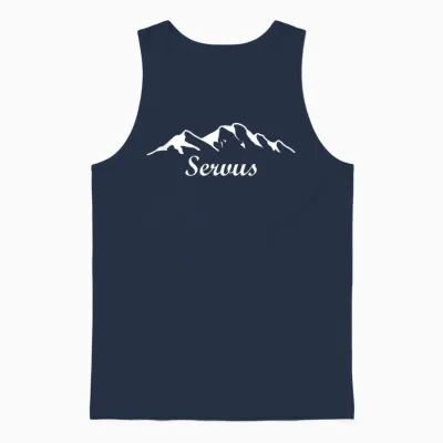 Mountain Design Servus Heartbeat for Mountains Mountain Greeting Hiking Unisex Tank Top - Navy