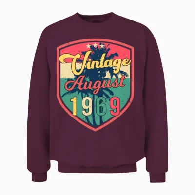 1969 August Retro Unisex Sweatshirt - Maroon