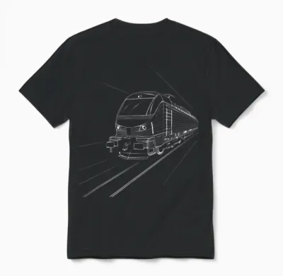 Drawing Train Railway T-Shirt, Black Unisex T-Shirt - Black