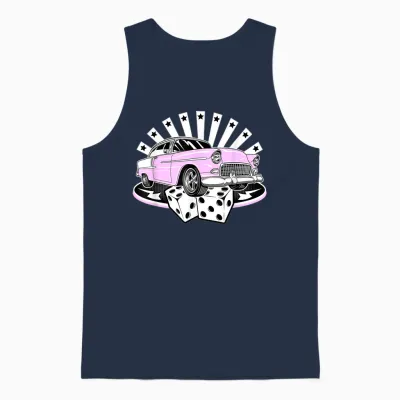 Rockabilly Rock N Roll Retro 50s Style Vintage Music T-Shirt, Black, S Unisex Tank Top - Navy