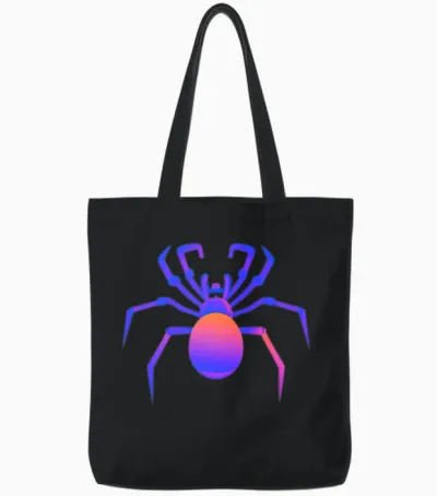 Spider Halloween Retro Colorful Tote Bags - Black