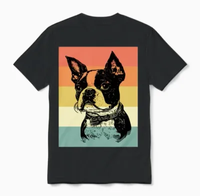 Boston Terrier Dog Retro Unisex T-Shirt - Black