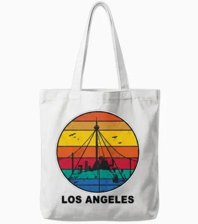 Los Angeles Retro Tote Bags - White