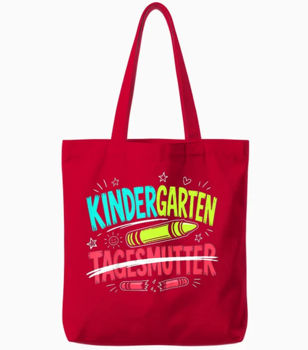 Hallo Kindergarten Tschüss Tagesmutter Kindergartenkind Tote Bags in Red