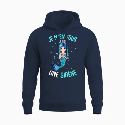 Je M'en Fous Je Suis Une Mermaid Girl Child Woman Mermaid Unisex Hoodie - Navy
