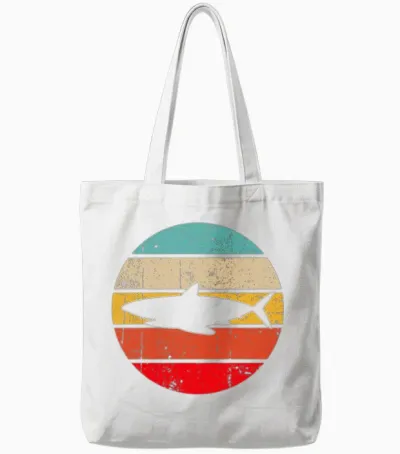 Shark Retro Tote Bags - White