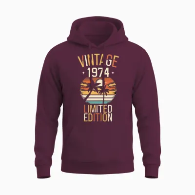50th Birthday Vintage 1974 Limited Edition Gift Unisex Hoodie - Maroon