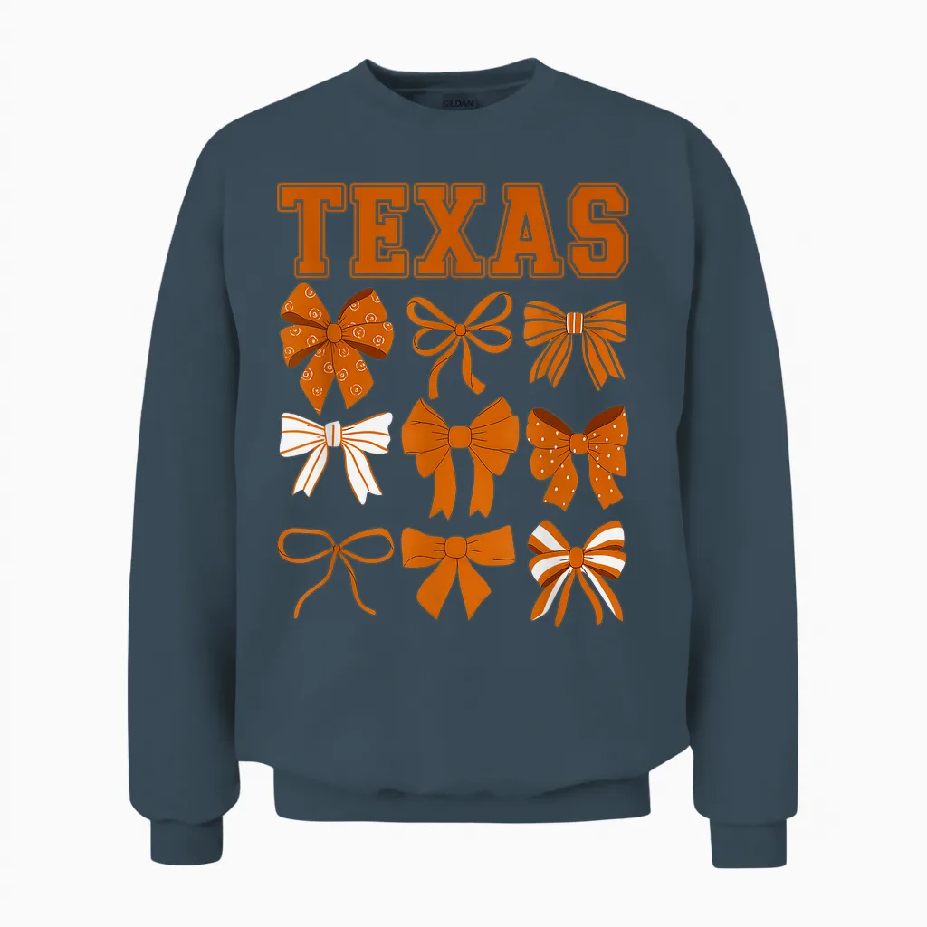 Texas Tx Women Toddler Girls Coquette Bow Y2k State Pride Unisex Sweatshirt in Dark Heather