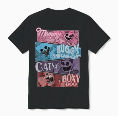 Poppy Playtime Best Friends Forever Distressed Group Shot Unisex T-Shirt - Black