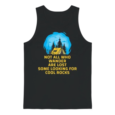 Wander Some Looking for Cool Rocks Unisex Tank Top - Black