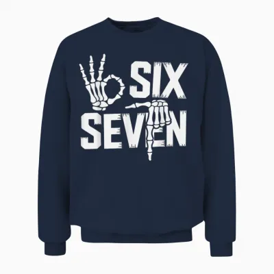 67 Skull 6 7 Garçons Filles Six Seven Skull Enfants Hommes Femmes Unisex Sweatshirt - Navy