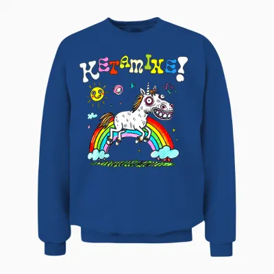 Horse with Ketamine Funny T-Shirt, Black, S Unisex Sweatshirt - Royal