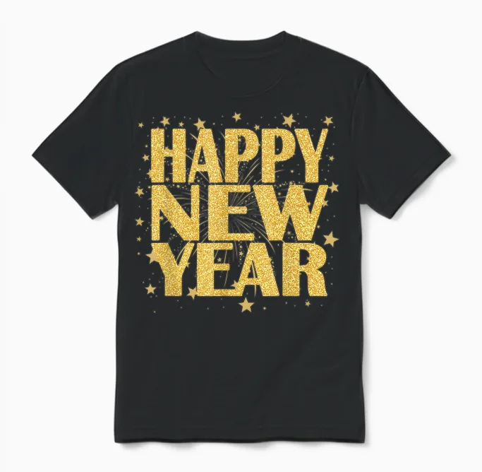 Happy New Year 2026 New Years Eve Party Countdown Fireworks Unisex T-Shirt in Black