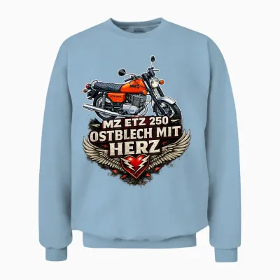 Mz Etz 250 Mofa Kult Motorrad Ddr Klassiker Retro Design Unisex Sweatshirt - Light Blue