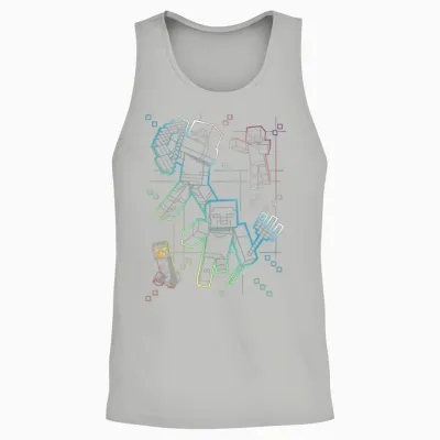 Minecraft Group Shot Rainbow Collage T-Shirt, Black Unisex Tank Top - Ash