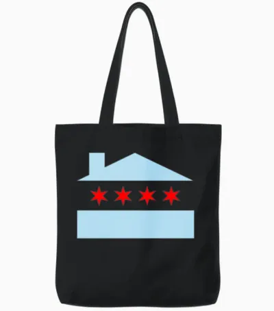 Chicago House Flag - Edm Tote Bags - Black