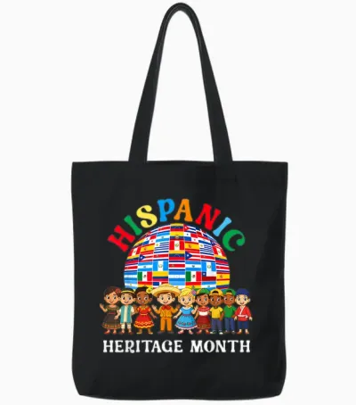 Hispanic Heritage Month All Latin Countries Boys Girls Tote Bags - Black