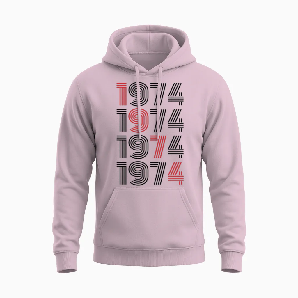 1974 Vintage Unisex Hoodie in Light Pink