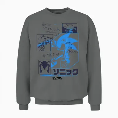 Sonic the Hedgehog Gotta Go Fast Vintage Sketch Panels Unisex Sweatshirt - Graphite Heather