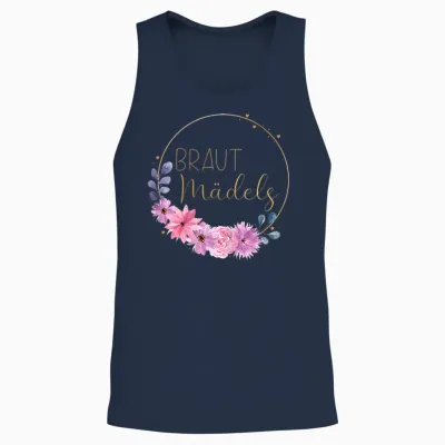 Braut Mädels Junggesellenabschied Hochzeit Rosa Blumen Unisex Tank Top - Navy