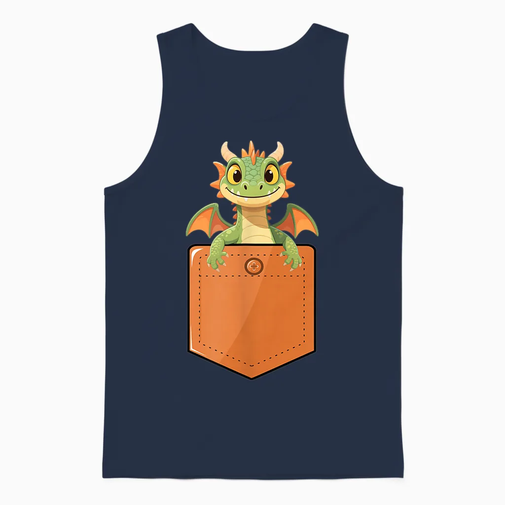 Drache in Einer Tasche, Süßer Baby-Drache Unisex Tank Top in Navy