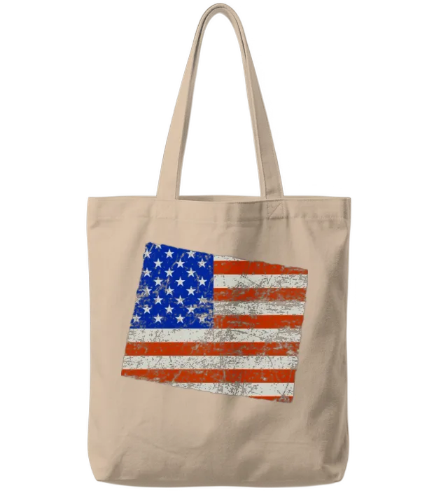 Wyoming Home Usa Flag Gift Patriotic & 4th of July Tote Bags - Natural