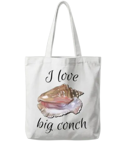 I Love Big Conch Tote Bags - White