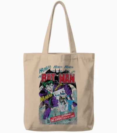 Dc Comics Batman and Joker Comic Cover T-Shirt Small Tote Bags - Natural