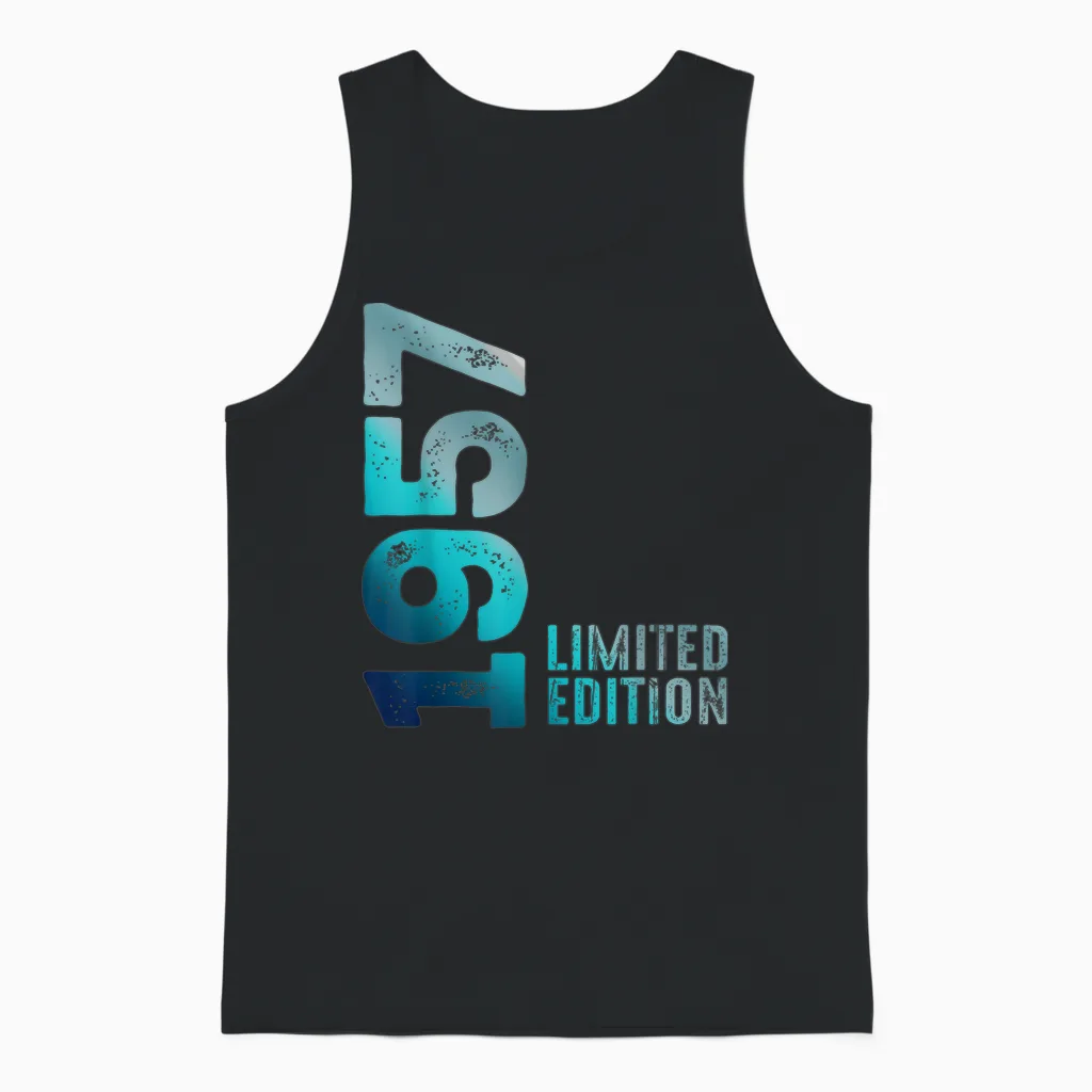 1957 Birth Vintage Since 1957 Retro 1957 Limited Edition Unisex Tank Top in Black
