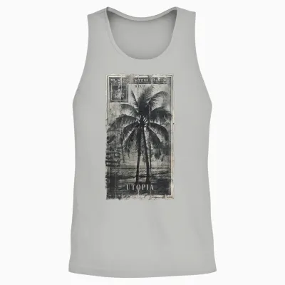 Palm Trees Palm Tree Beach Sea Sun Holiday Summer Unisex Tank Top - Ash