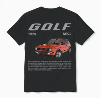 Volkswagen Red Vw Golf Gti M1 with Lettering Unisex T-Shirt - Black