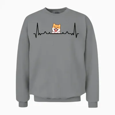 Shiba Inu Heartbeat Funny Shiba Inu Owner for Dog Lovers Unisex Sweatshirt - Sport Grey