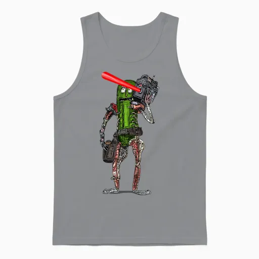 Mademark X Rick and Morty - Rick and Morty - Pickle Rick with Laser Beam Unisex Tank Top in Sport Grey