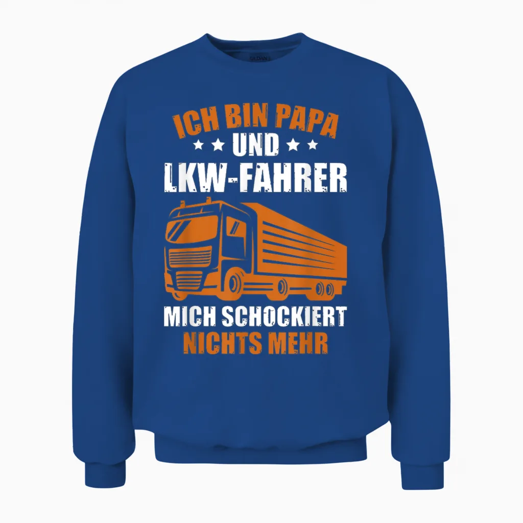 Trucker Father's Day Truck Driver I Am Dad and Truck Driver T-Shirt, Black Unisex Sweatshirt in Royal