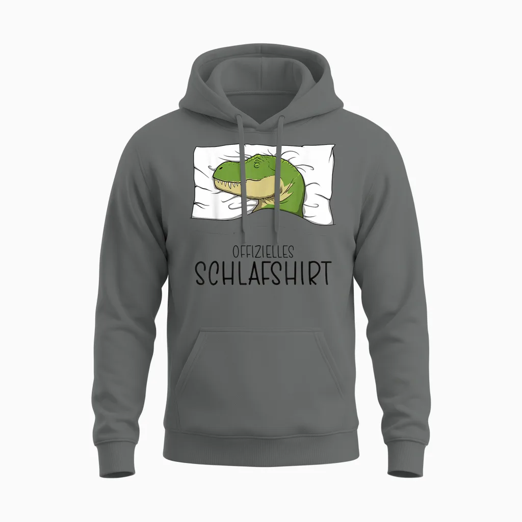 Official T-Rex Sleepshirt Pyjamas Dino Dinosaur T-Shirt, Gray Unisex Hoodie in Graphite Heather