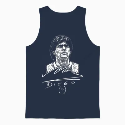 Diego Maradona Vintage Autograph Design Football Icon Unisex Tank Top - Navy