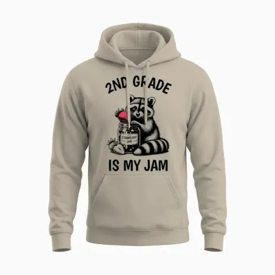2nd Grade Is My Jam Teacher Student Racoon Meme Unisex Hoodie - Sand