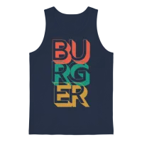 Retro Burger Unisex Tank Top - Navy – 1